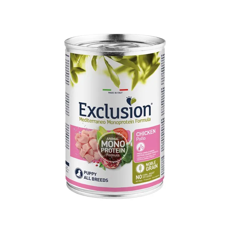 Exclusion Mediterraneo Puppy Pollo All Breed per Cuccioli – 400 g, 6 pezzi