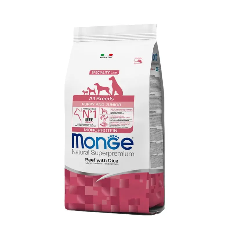 Monge Puppy & Junior Manzo e Riso – 2.5 Kg, 3 pezzi