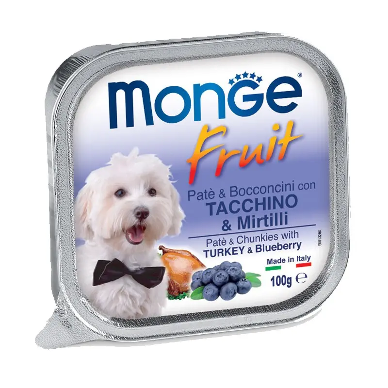 Monge Fruits Tacchino e Mirtilli per Cani 100gr – 100 g, Singola