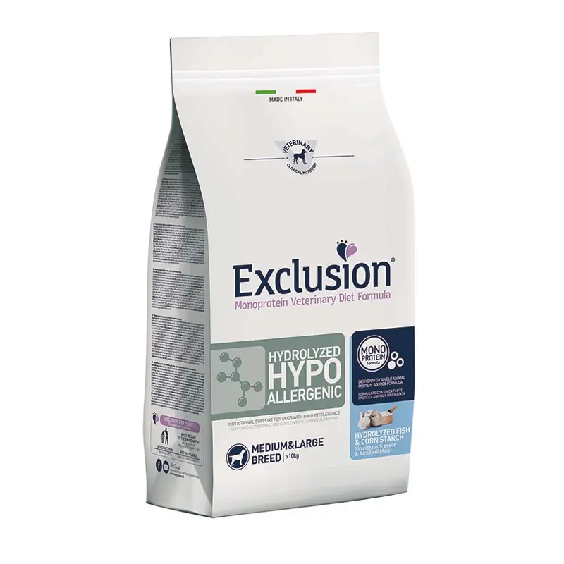 Exclusion Diet Hypoallergenic Idrolizzato Pesce e Mais Medium & Large Breed per Cani – 2 Kg, Singola