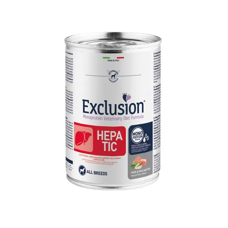 Exclusion Diet Hepatic All Breeds Adult Umido Maiale e Piselli per Cani – 400 g, 6 pezzi