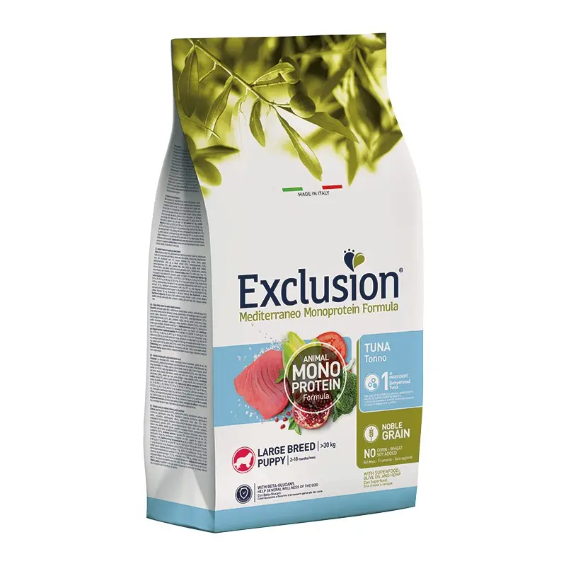 Exclusion Mediterraneo Puppy Tonno Large Breed per Cuccioli – 12 Kg, Singola