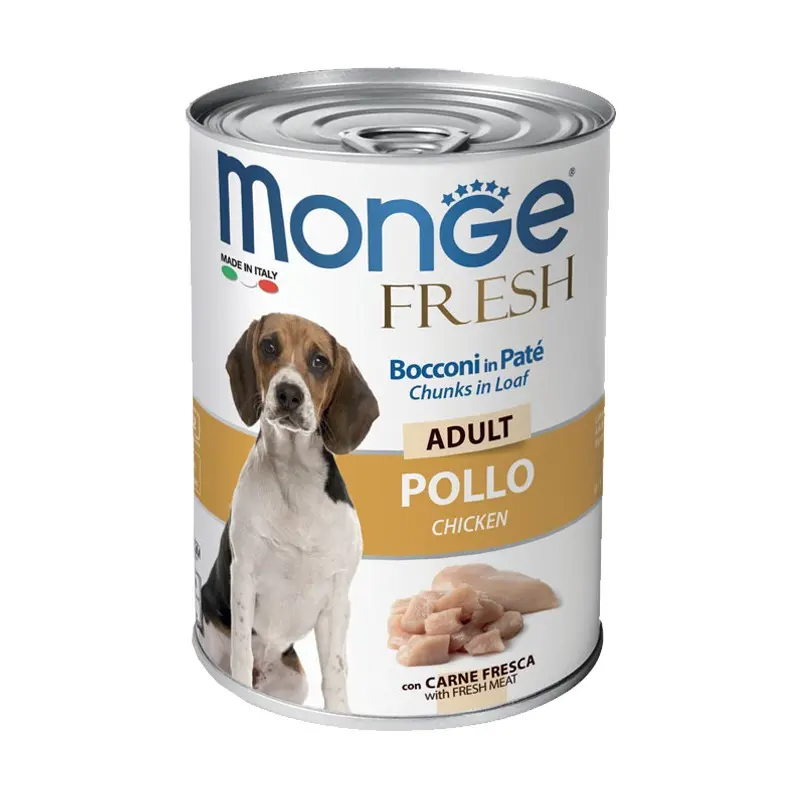 Monge Fresh Adult Pollo Umido per Cani – 400 g, 12 pezzi