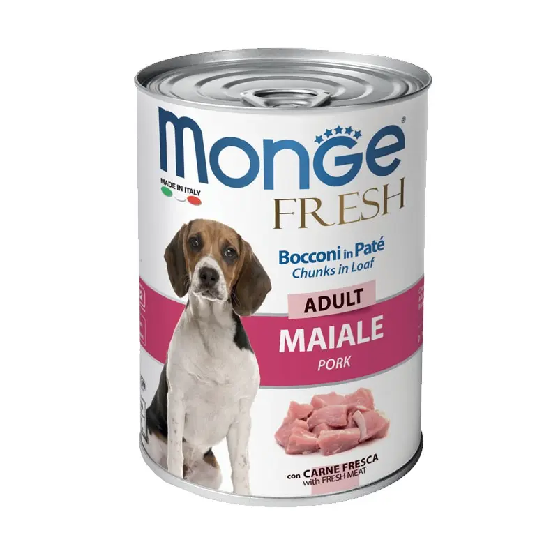 Monge Fresh Adult Maiale Umido per Cani – 400 g, 6 pezzi
