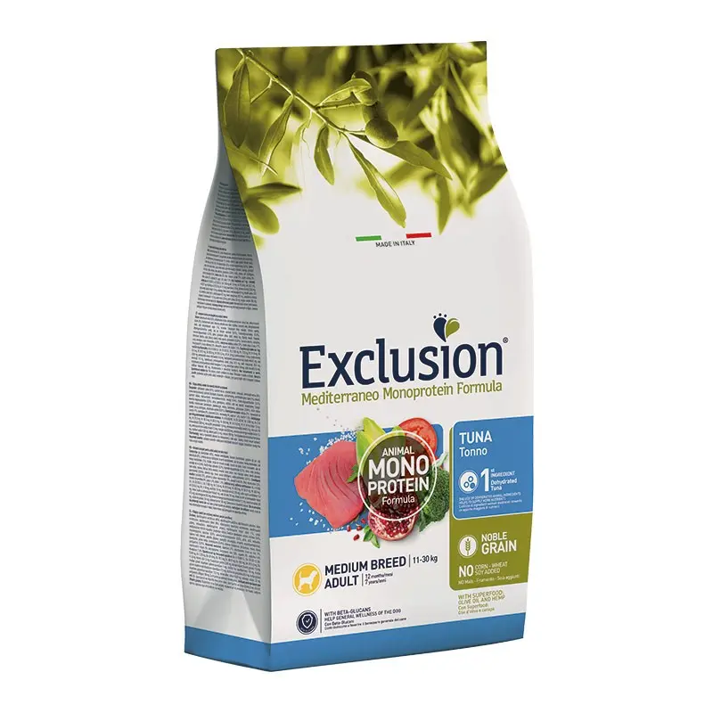 Exclusion Mediterraneo Adult Tonno Medium Breed per Cani – 3 Kg, Singola