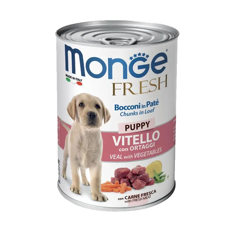 Monge Fresh Puppy Vitello con Ortaggi Umido per Cuccioli – 400 g, Singola