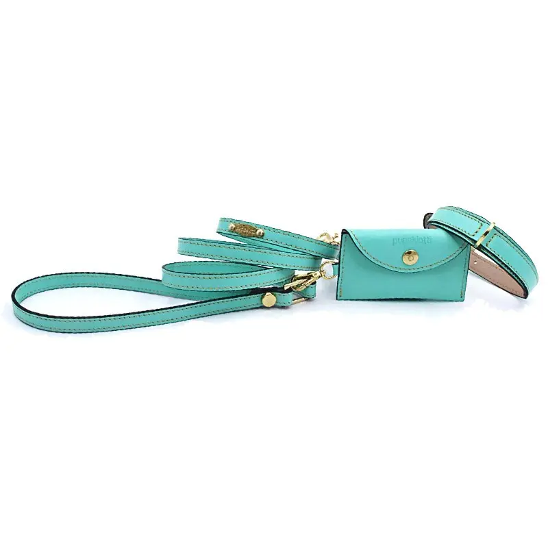 Pupakiotti Premium Set 3 Pezzi Collare, Guinzaglio e Dispenser Tiffany – XS