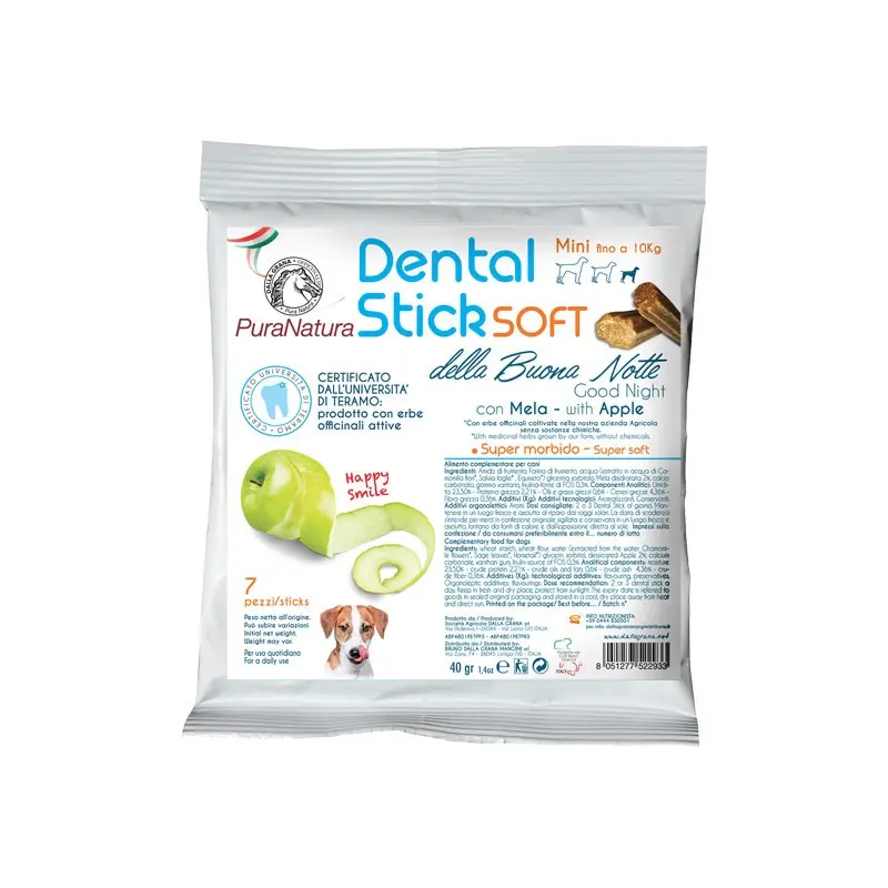 Dalla Grana Officinalis Dental Stick Mini Mela e Camomilla della Buonanotte per Cani – 40 g