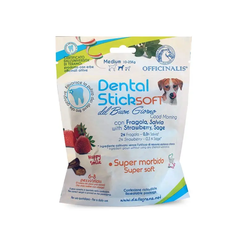 Dalla Grana Officinalis Dental Stick Medium Fragola e Salvia del Buongiorno per Cani – 90 g