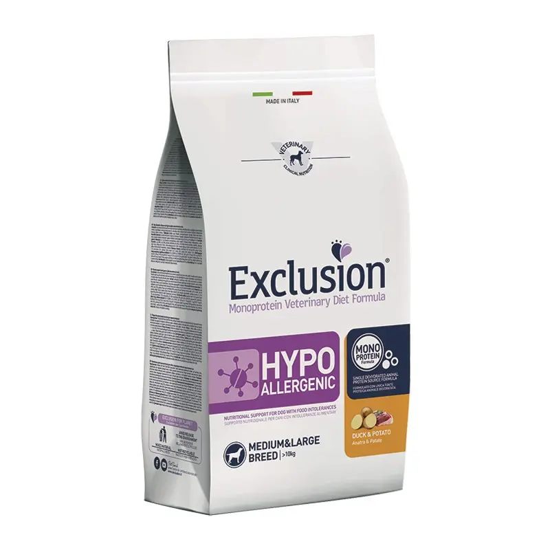 Exclusion Diet Hypoallergenic Anatra e Patate Medium & Large Breed per Cani – 12 Kg, Singola