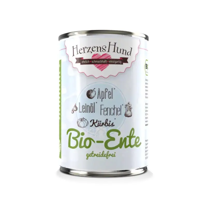 Herzens Hund Anatra Bio con Verdure Bio Grain Free Umido per Cani – 400 g