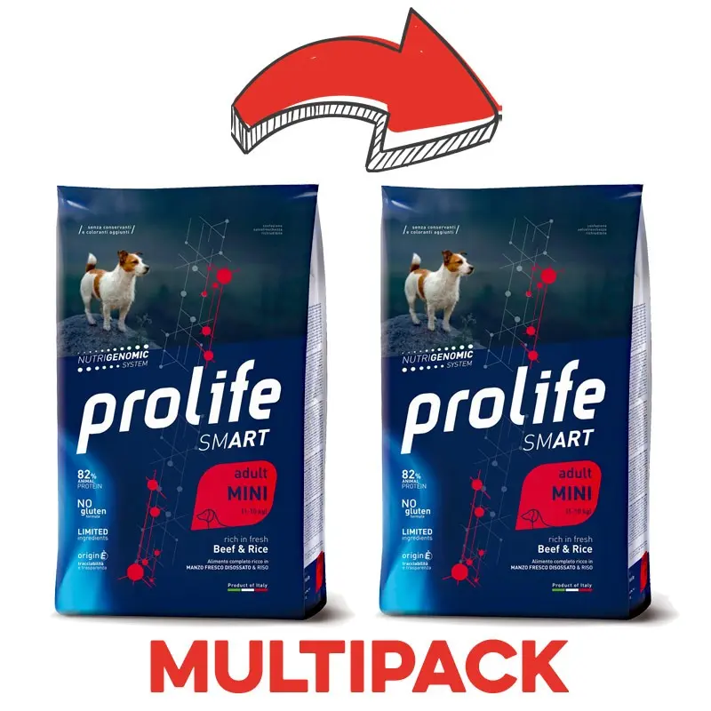 Prolife Smart Adult Mini Manzo e Riso – 2 Kg, 2 pezzi
