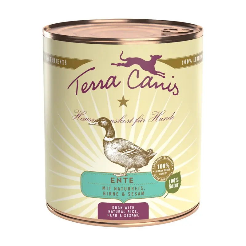 Terra Canis Anatra con Riso Integrale, Barbabietola Rossa, Pera e Sesamo – 800 g, 6 pezzi
