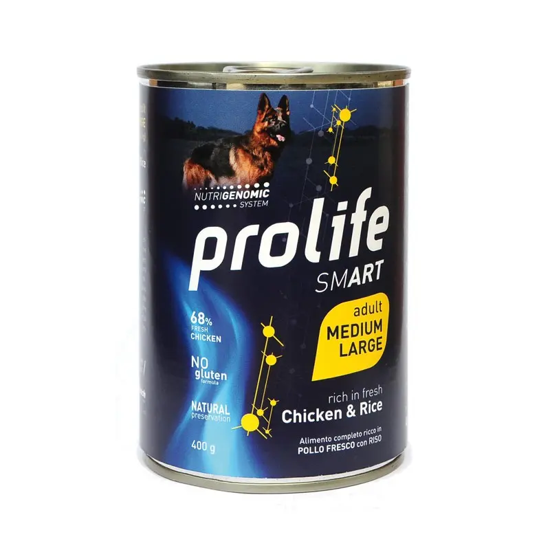 Prolife Smart Pollo e Riso Adult Medium/Large Umido per Cani – 400 g, 6 pezzi