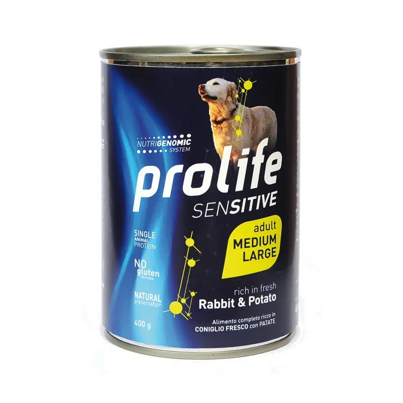 Prolife Sensitive Coniglio e Patate Adult Medium/Large Umido per Cani – 400 g, Singola