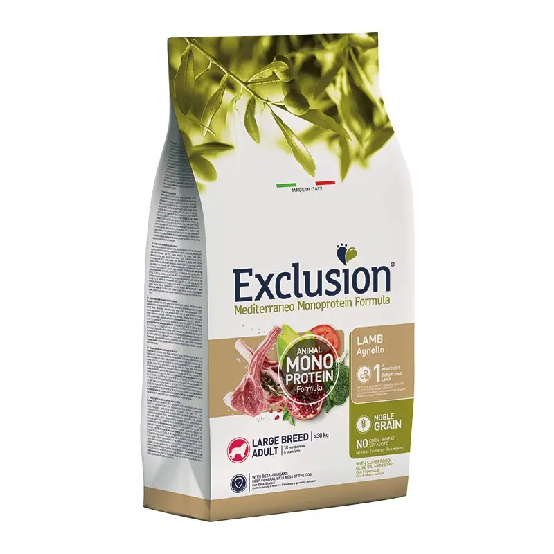 Exclusion Mediterraneo Adult Agnello Large Breed per Cani – 12 Kg, Singola