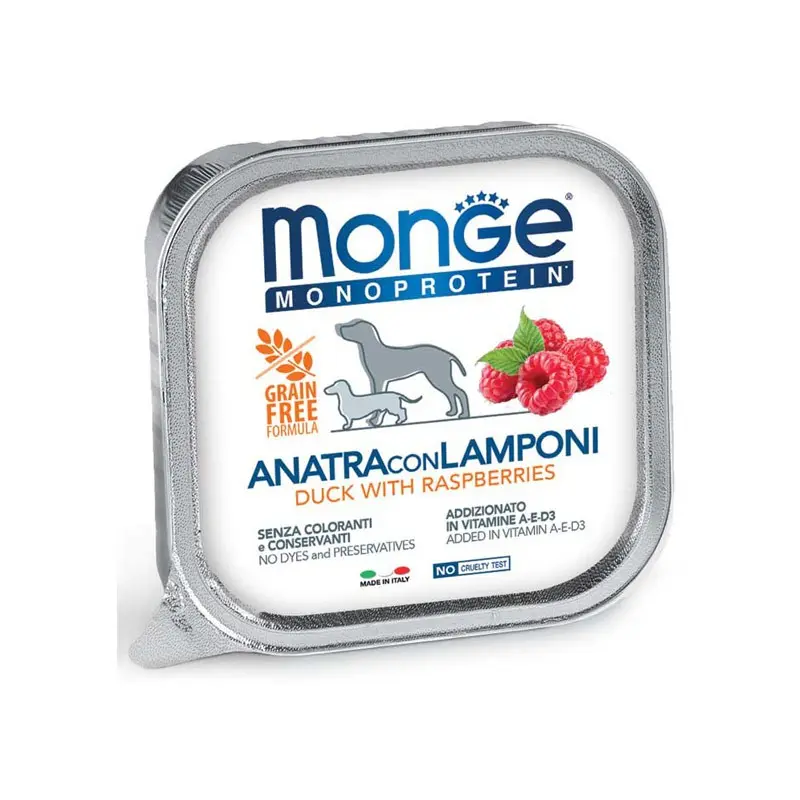 Monge Monoprotein Anatra con Lamponi per Cani – 150 g, Singola