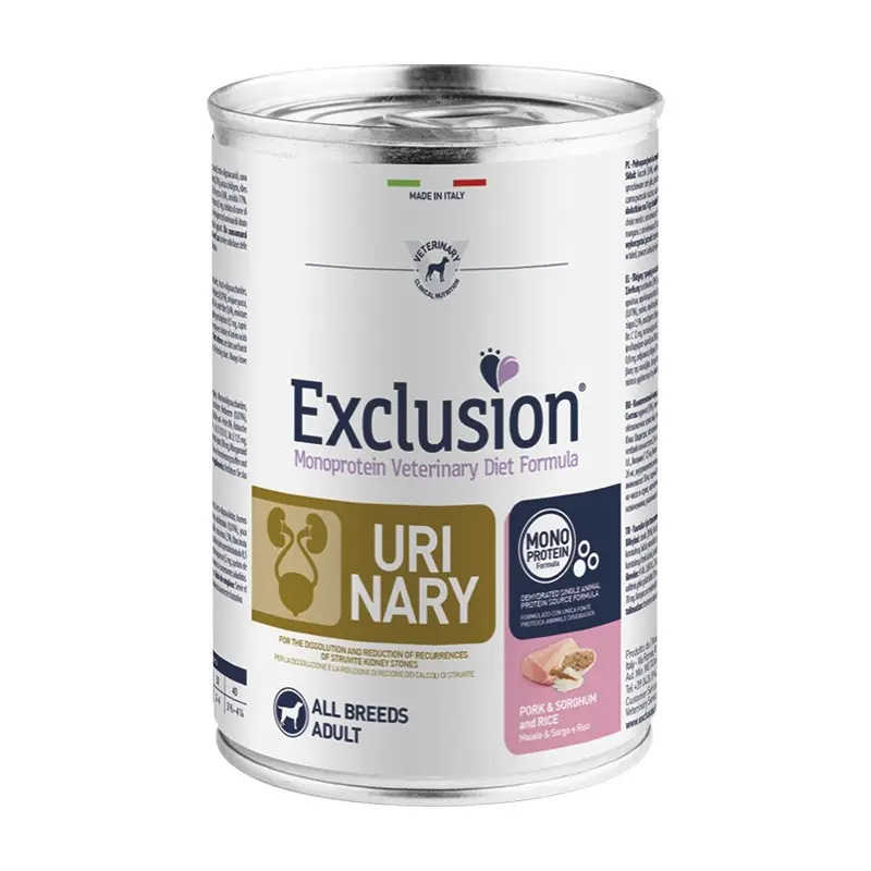 Exclusion Diet Urinary Maiale e Sorgo All Breeds Adult Umido per Cani – 400 g, 6 pezzi