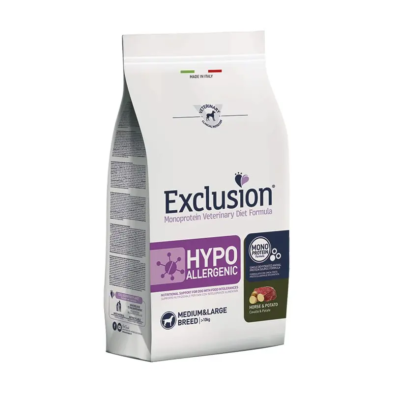 Exclusion Diet Hypoallergenic Cavallo e Patate Medium & Large Breed per Cani – 2 Kg, Singola