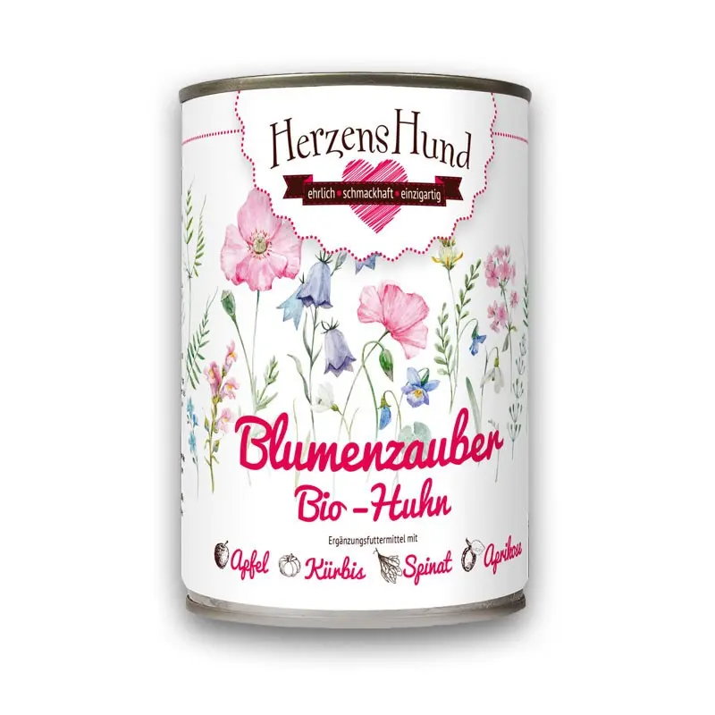 Herzens Hund Magia Floreale Pollo Biologico con Mela Bio Umido per Cani – 400 g