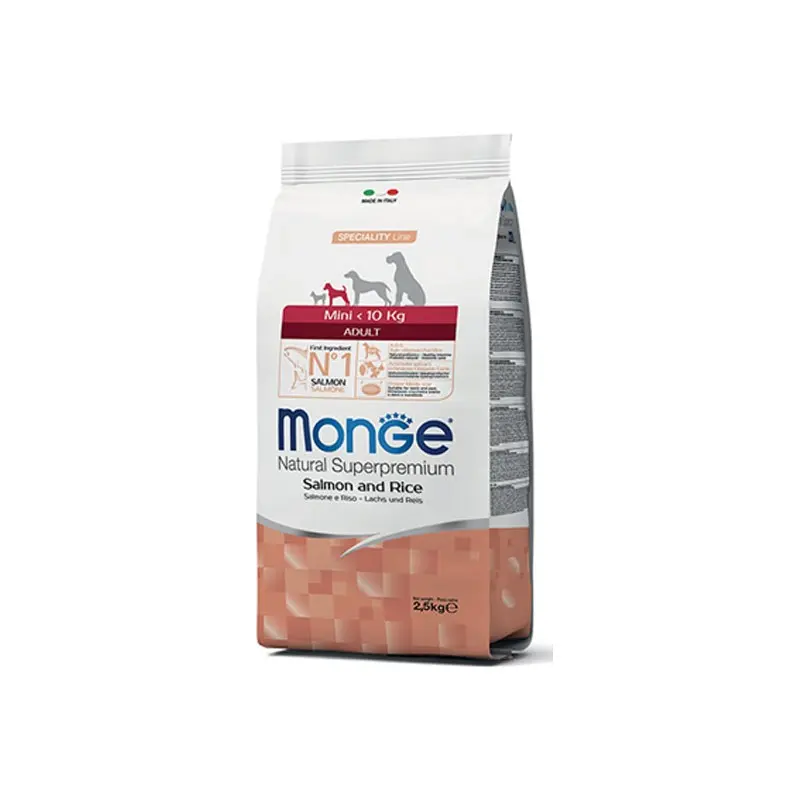 Monge Mini Adult Salmone e Riso per Cani – 2.5 Kg, Singola