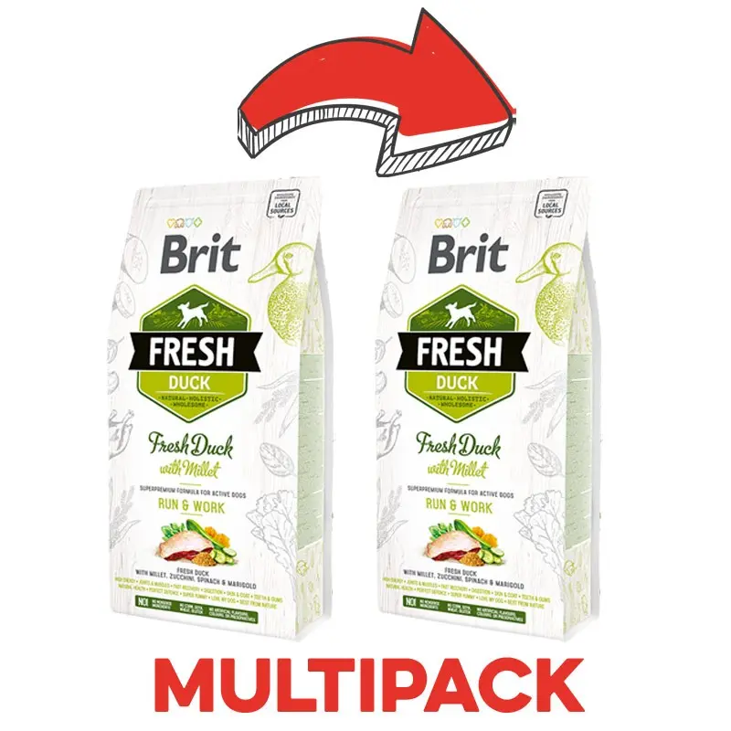 Brit Fresh Anatra e Miglio Run & Work Adult per Cani – 2.5 Kg, 2 pezzi