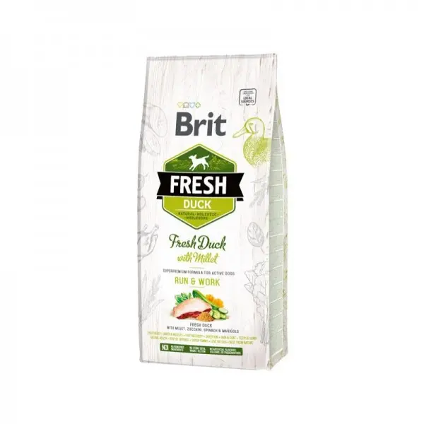 Brit Fresh Anatra e Miglio Run & Work Adult per Cani – 2.5 Kg, Singola