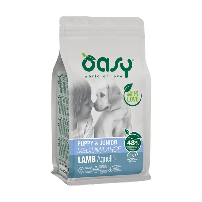 Oasy One Animal Protein Puppy Medium/Large Agnello – 2.5 Kg, 3 pezzi