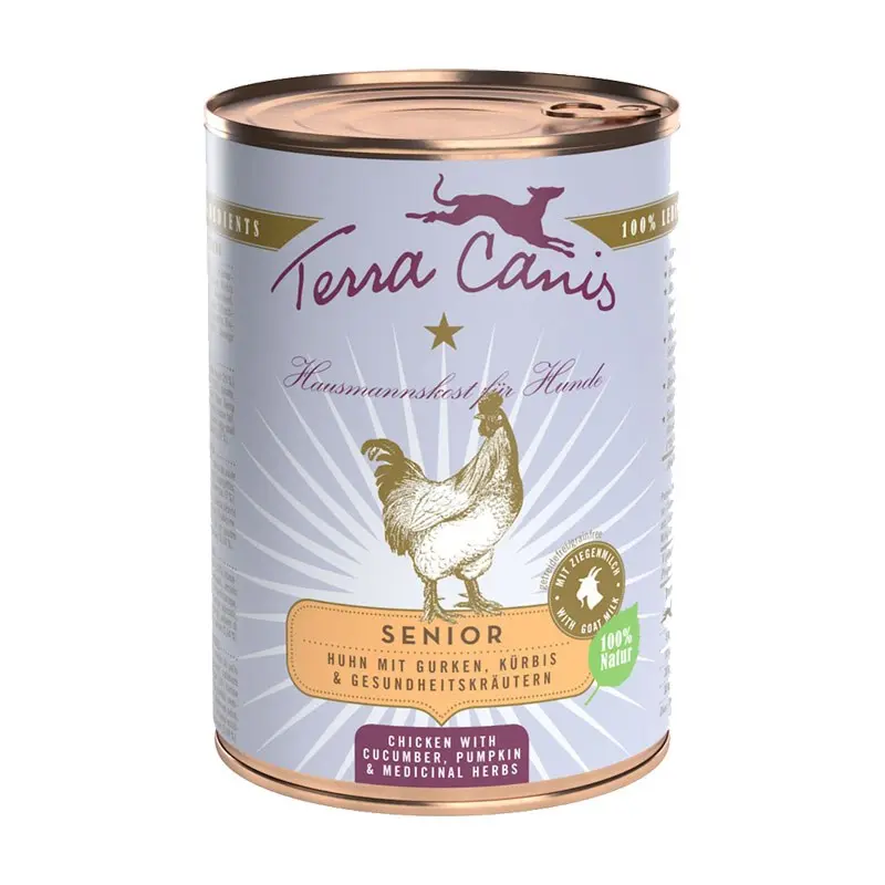 Terra Canis Senior Pollo con Cetriolo, Zucca ed Erbe Officinali – 400 g, 6 pezzi