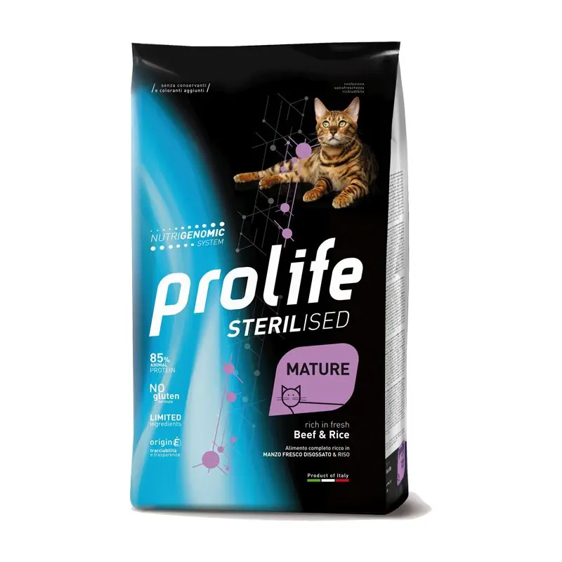 Prolife Sterilised Mature Manzo e Riso per Gatti – 1.5 Kg