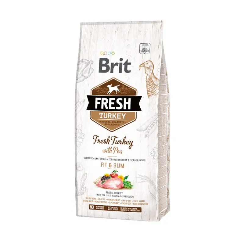 Brit Fresh Tacchino e Piselli Fit & Slim Adult & Senior per Cani – 12 Kg, Singola