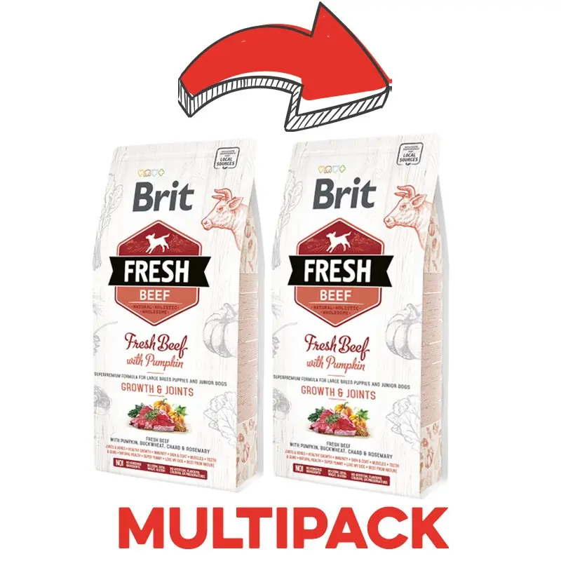 Brit Fresh Puppy Manzo e Zucca Large Breed per Cuccioli – 2.5 Kg, 2 pezzi
