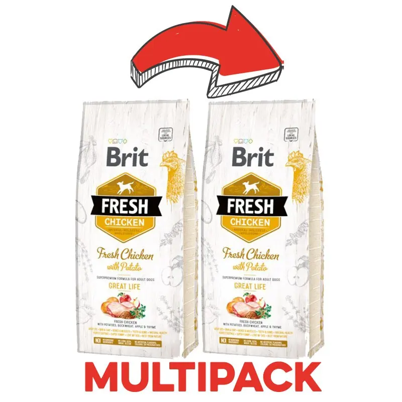 Brit Fresh Pollo e Patate All Breeds Adult per Cani – 2.5 Kg, 2 pezzi