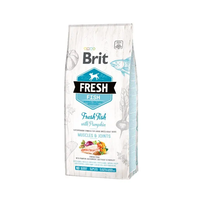 Brit Fresh Pesce e Zucca Large Breed Adult per Cani – 12 Kg, Singola