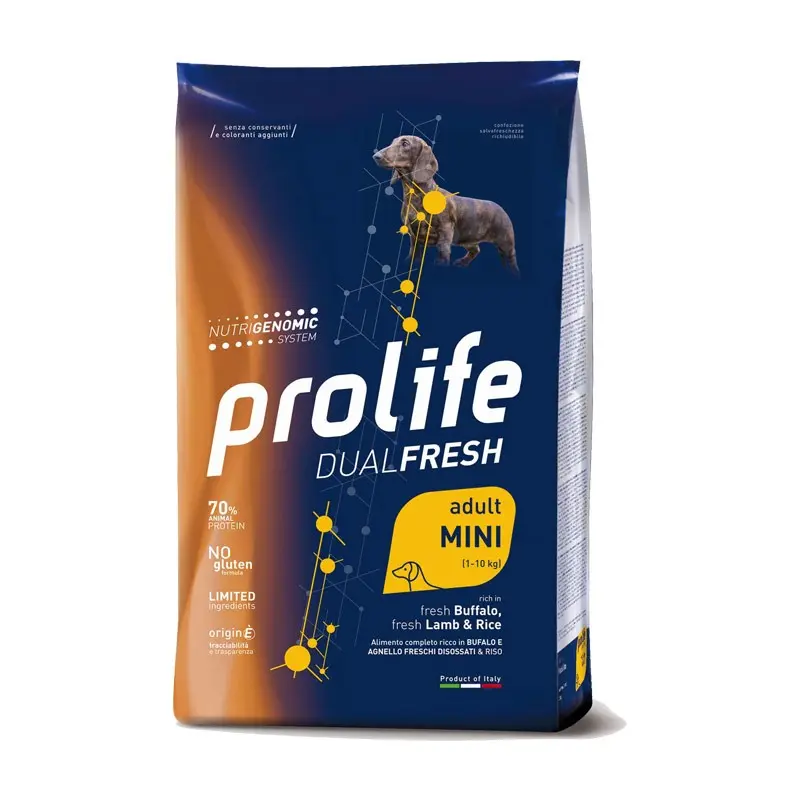 Prolife Dual Fresh Adult Mini Agnello, Bufalo e Riso per Cani – 2 Kg, Singola