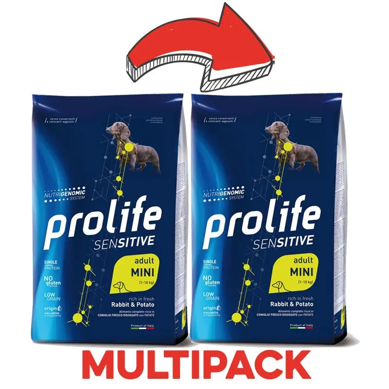 Prolife Sensitive Adult Mini Coniglio e Patate per Cani – 2 Kg, 2 pezzi