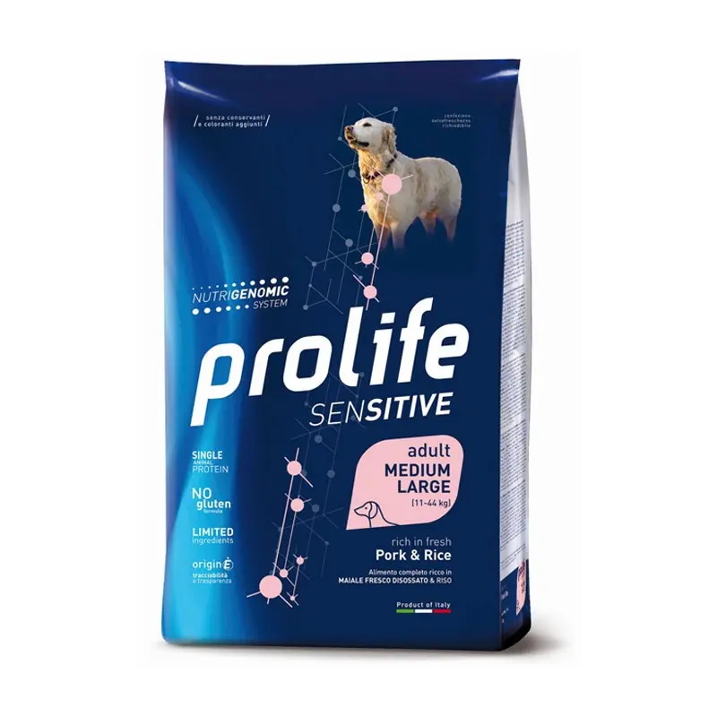 Prolife Sensitive Adult Medium/Large Maiale e Riso per Cani – 10 Kg