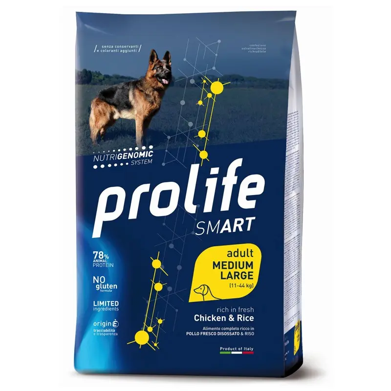 Prolife Smart Adult Medium/Large Pollo e Riso per Cani – 2.5 Kg, Singola