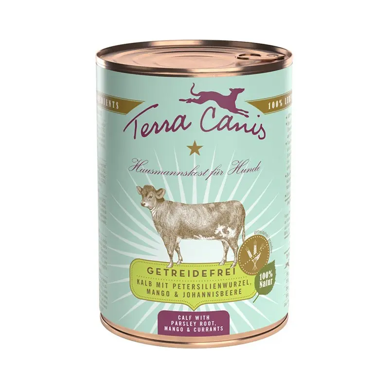 Terra Canis Vitello con Prezzemolo, Mango e Ribes Nero Grain Free – 400 g, Singola