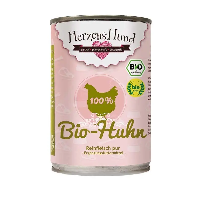 Herzens Hund Pollo Puro Biologico Umido per Cani – 400 g
