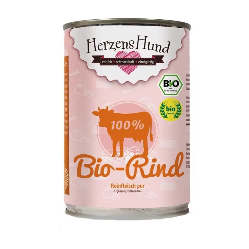 Herzens Hund Manzo Puro Biologico Umido per Cani – 400 g