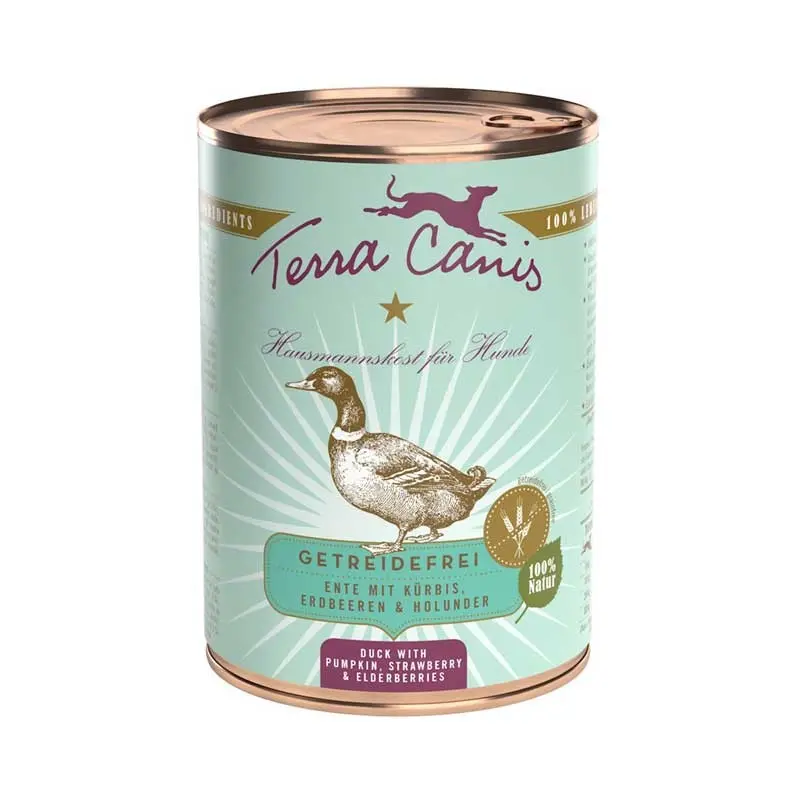 Terra Canis Anatra, Zucca, Fragola e Fiore di Sambuco Grain Free – 200 g, 12 pezzi