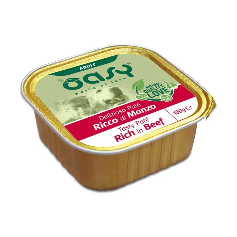 Oasy Adult Tasty Paté al Manzo Umido per Cani – 150 g, Singola
