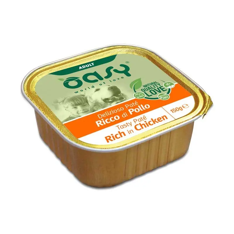 Oasy Adult Tasty Paté al Pollo Umido per Cani – 150 g, 6 pezzi