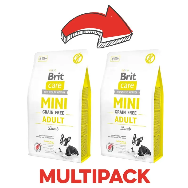 Brit Care Mini Grain Free Adult Agnello – 2 Kg, 2 pezzi