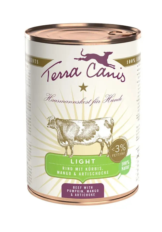 Terra Canis Manzo Light con Zucca, Mango e Carciofo – 400 g, 6 pezzi