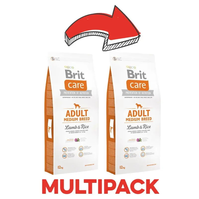 Brit Care Adult Medium Breed Agnello e Riso – 3 Kg, 2 pezzi