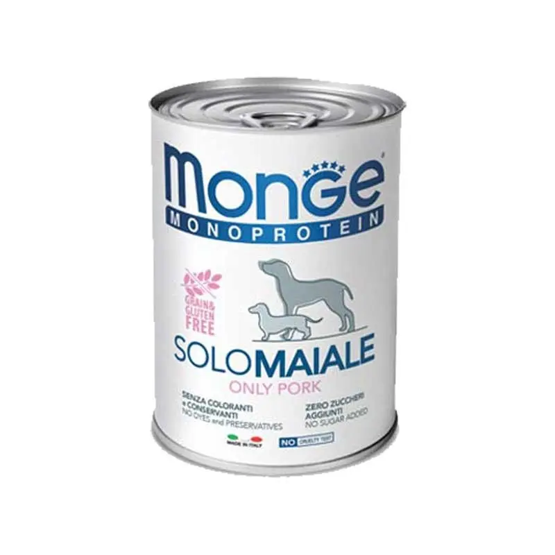 Monge Monoprotein Solo Maiale per Cani – 400 g, 6 pezzi