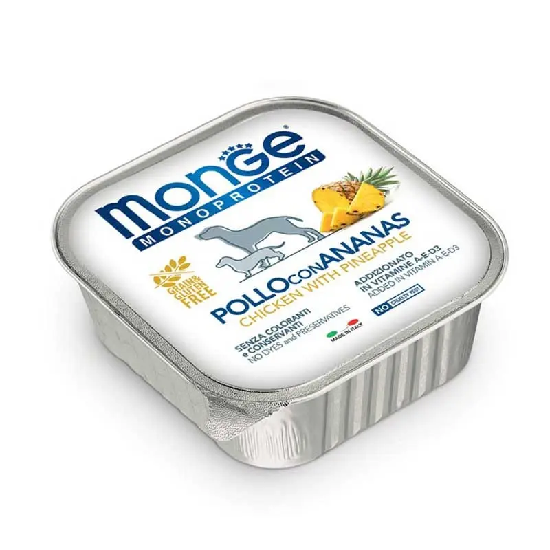Monge Monoprotein Pollo con Ananas per Cani 150gr – 150 g, Singola