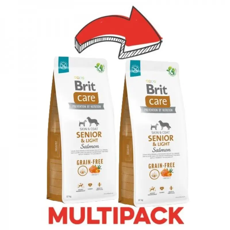 Brit Care Senior & Light Grain Free Salmone e Patate – 3 Kg, 2 pezzi